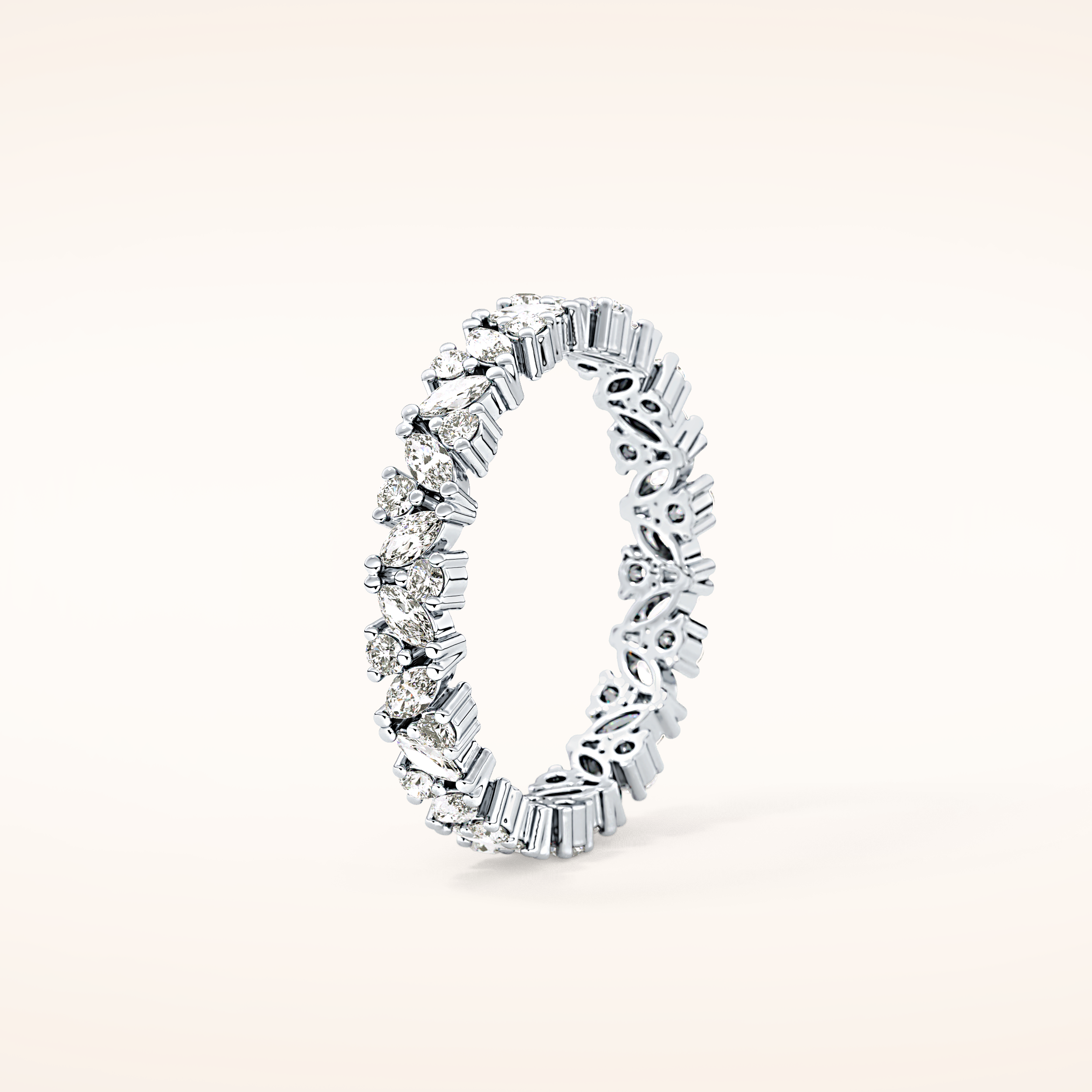 0.77 TCW Marquise & Round Shaped Moissanite Full Eternity Wedding Band