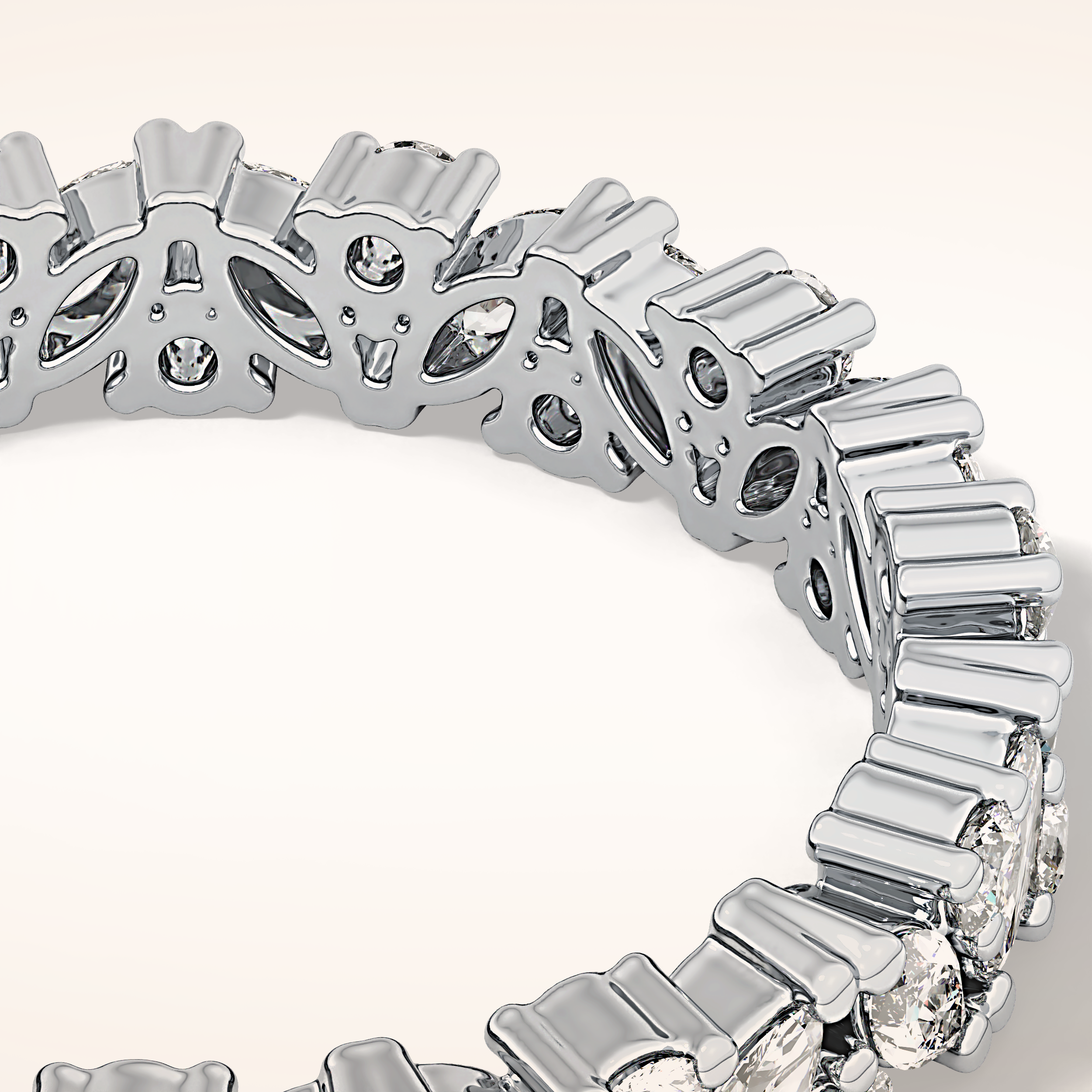0.77 TCW Marquise & Round Shaped Moissanite Full Eternity Wedding Band