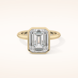 3.71 CT Emerald Shaped Solitaire Moissanite Engagement Ring