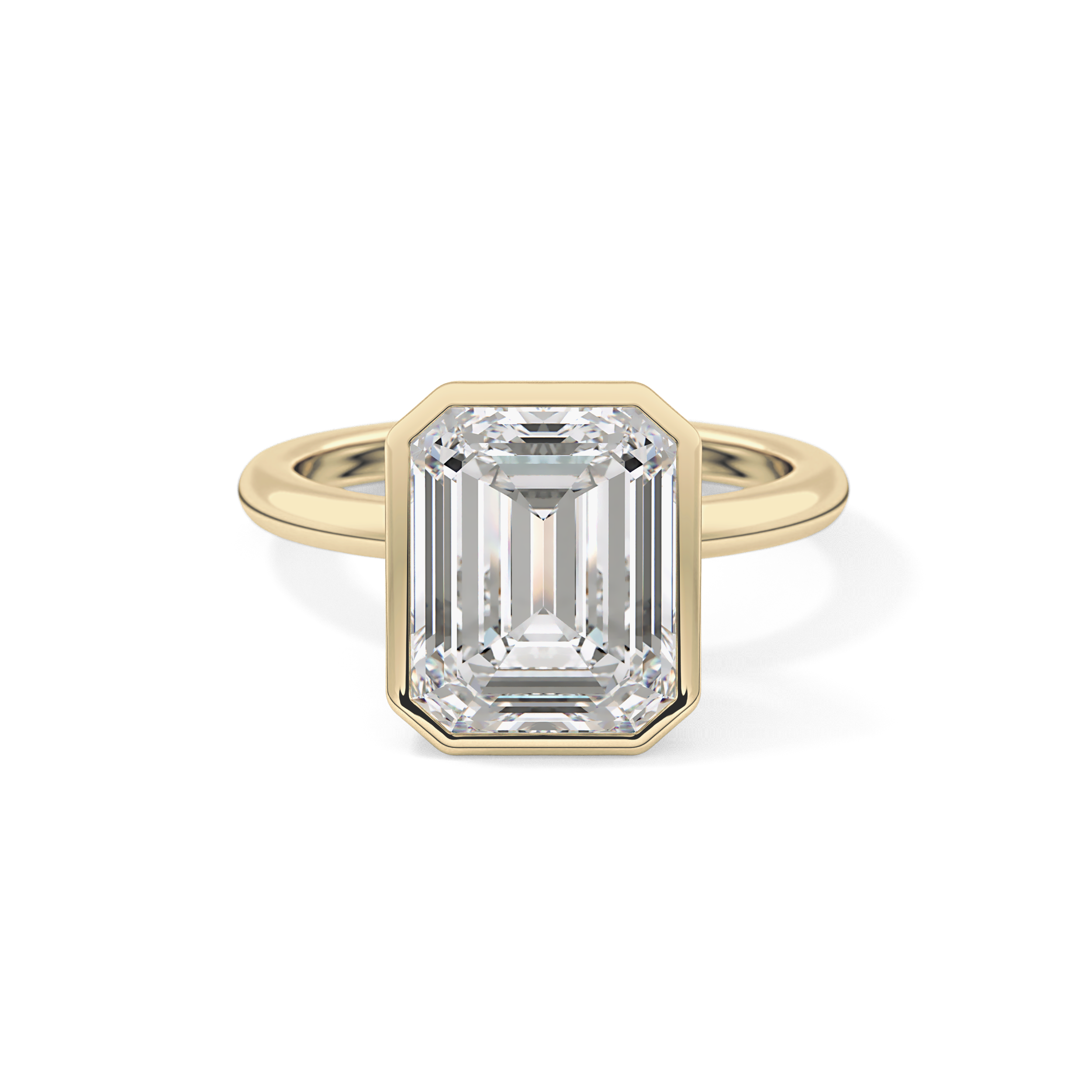 Emerald Solitaire Bezel Lab Grown Diamond Engagement Ring