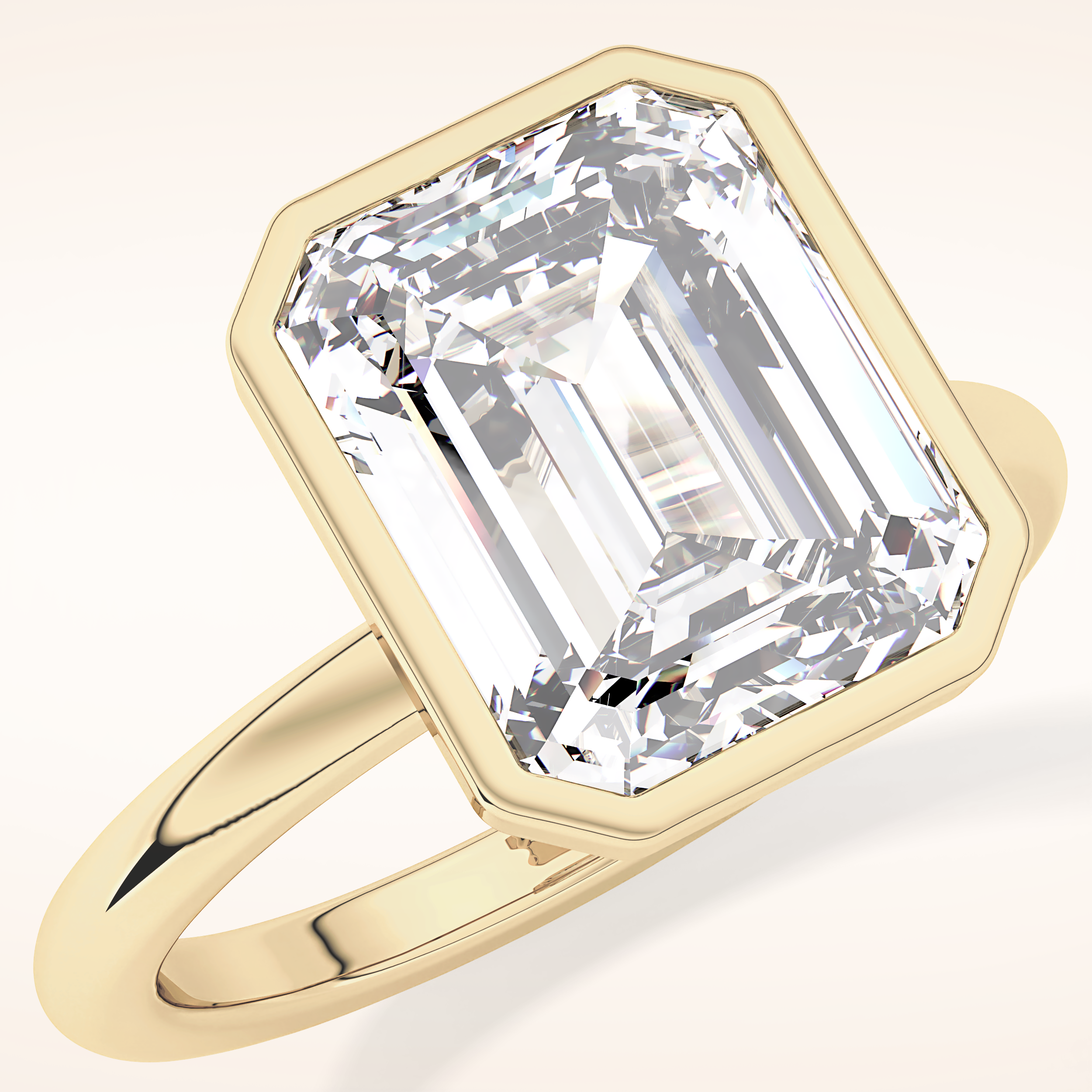 3.71 CT Emerald Shaped Solitaire Moissanite Engagement Ring