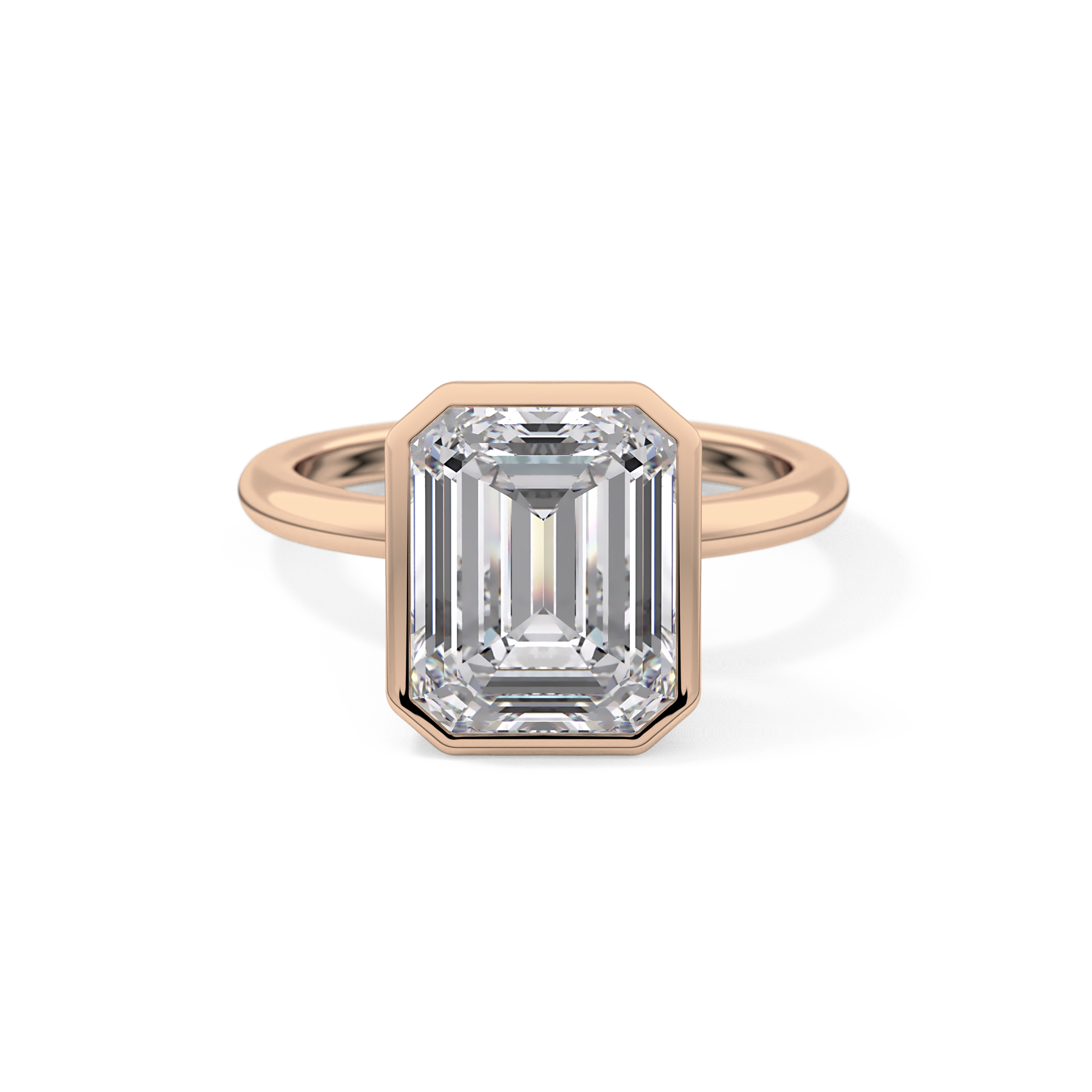 Emerald Solitaire Bezel Lab Grown Diamond Engagement Ring