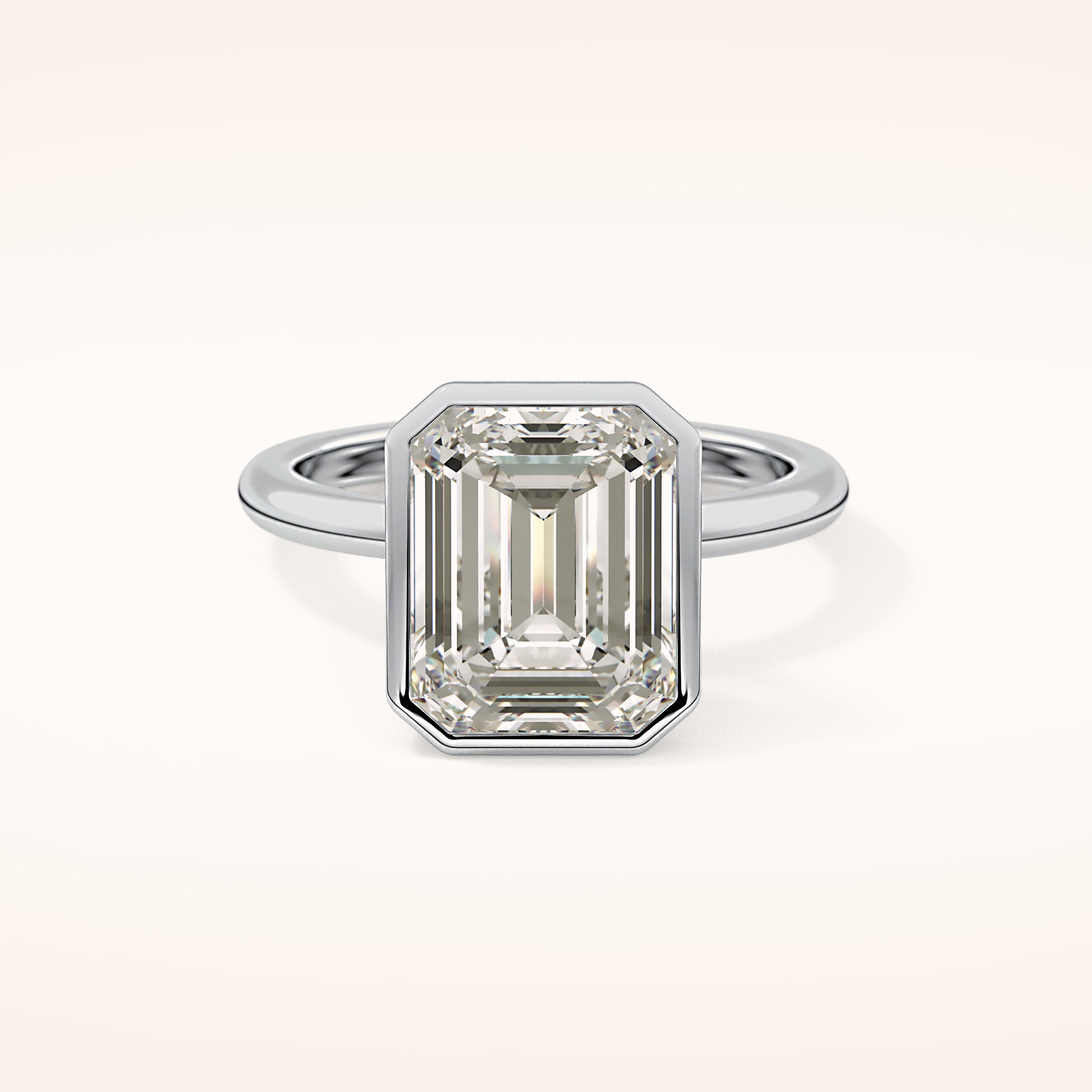 3.71 CT Emerald Shaped Solitaire Moissanite Engagement Ring