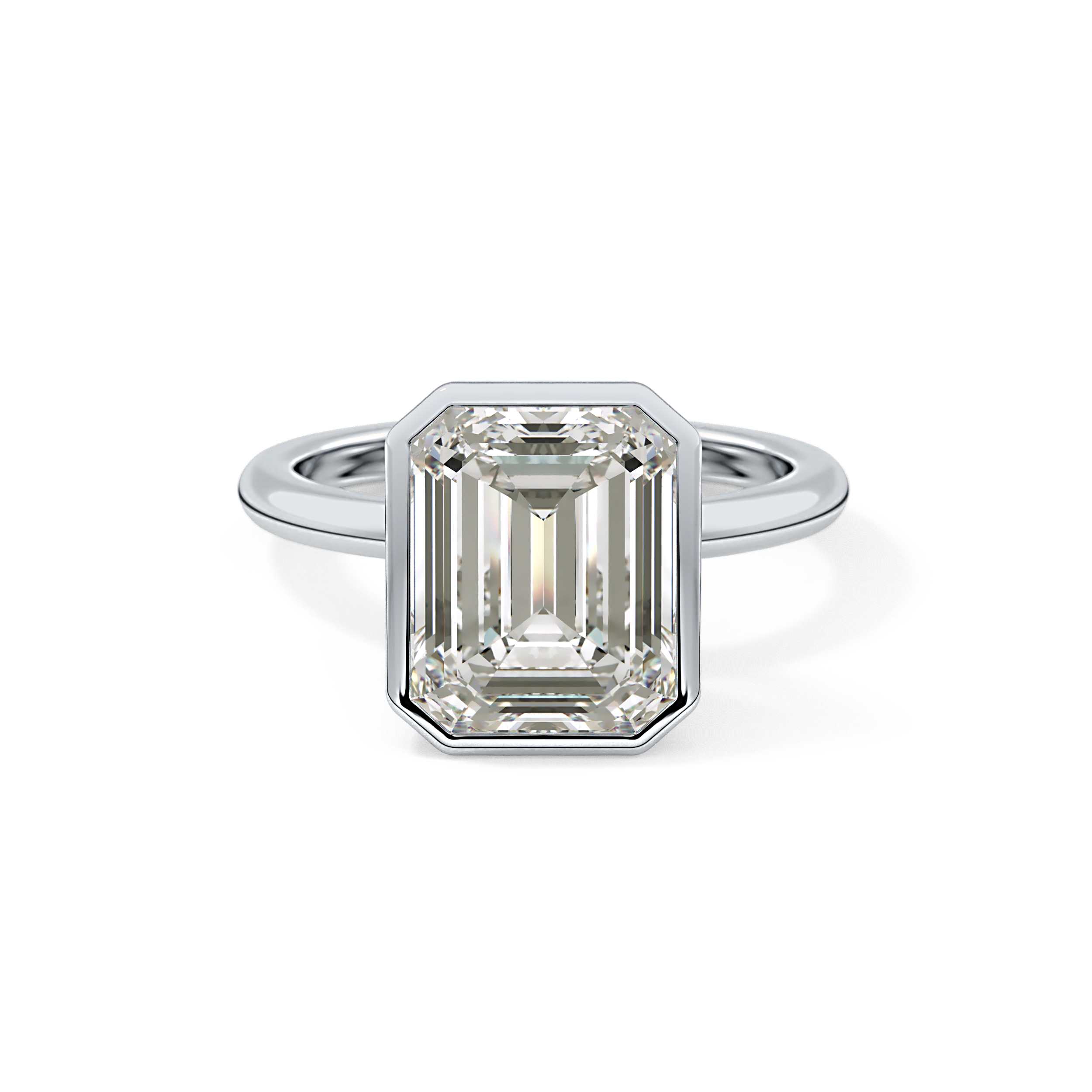 Emerald Solitaire Bezel Lab Grown Diamond Engagement Ring