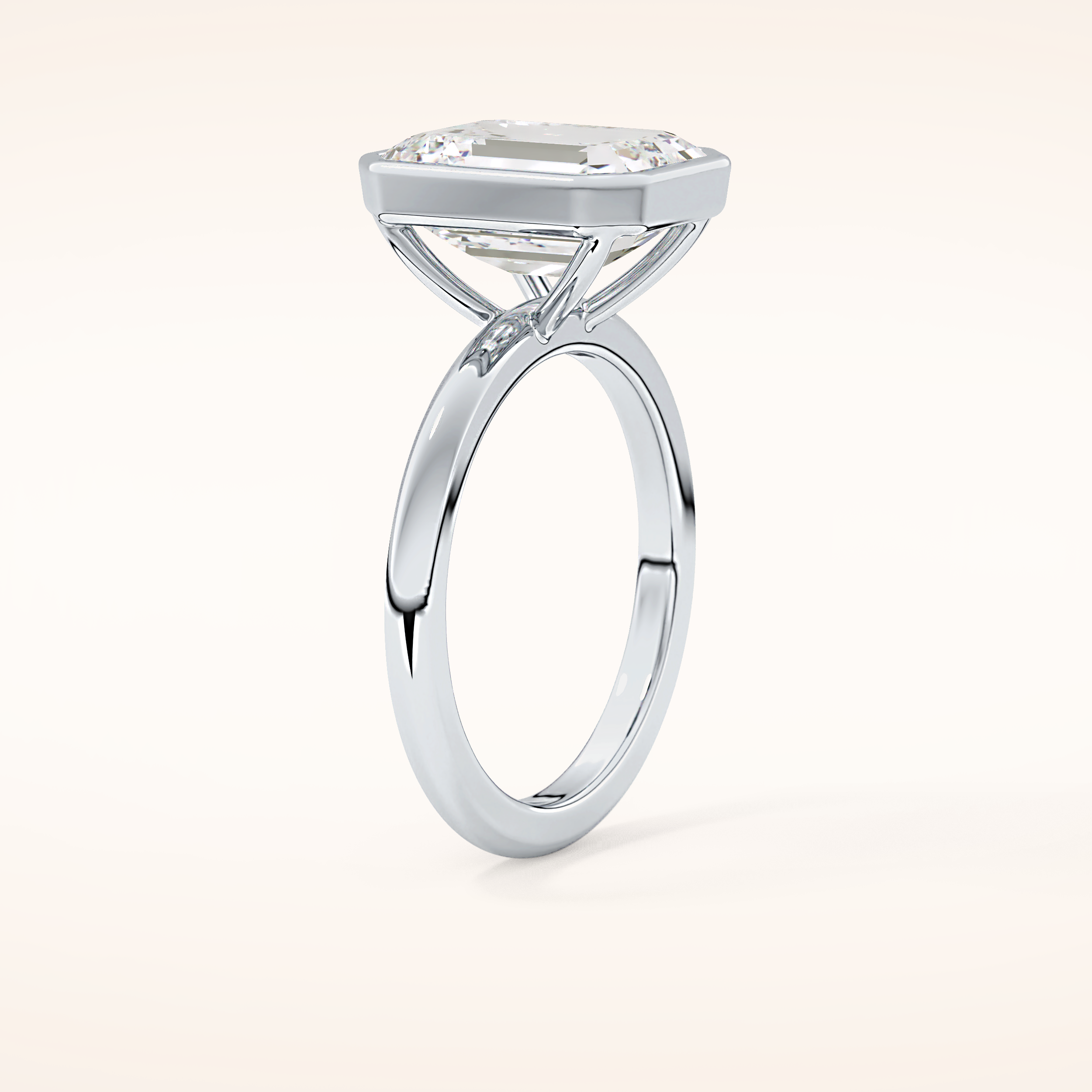3.71 CT Emerald Shaped Solitaire Moissanite Engagement Ring