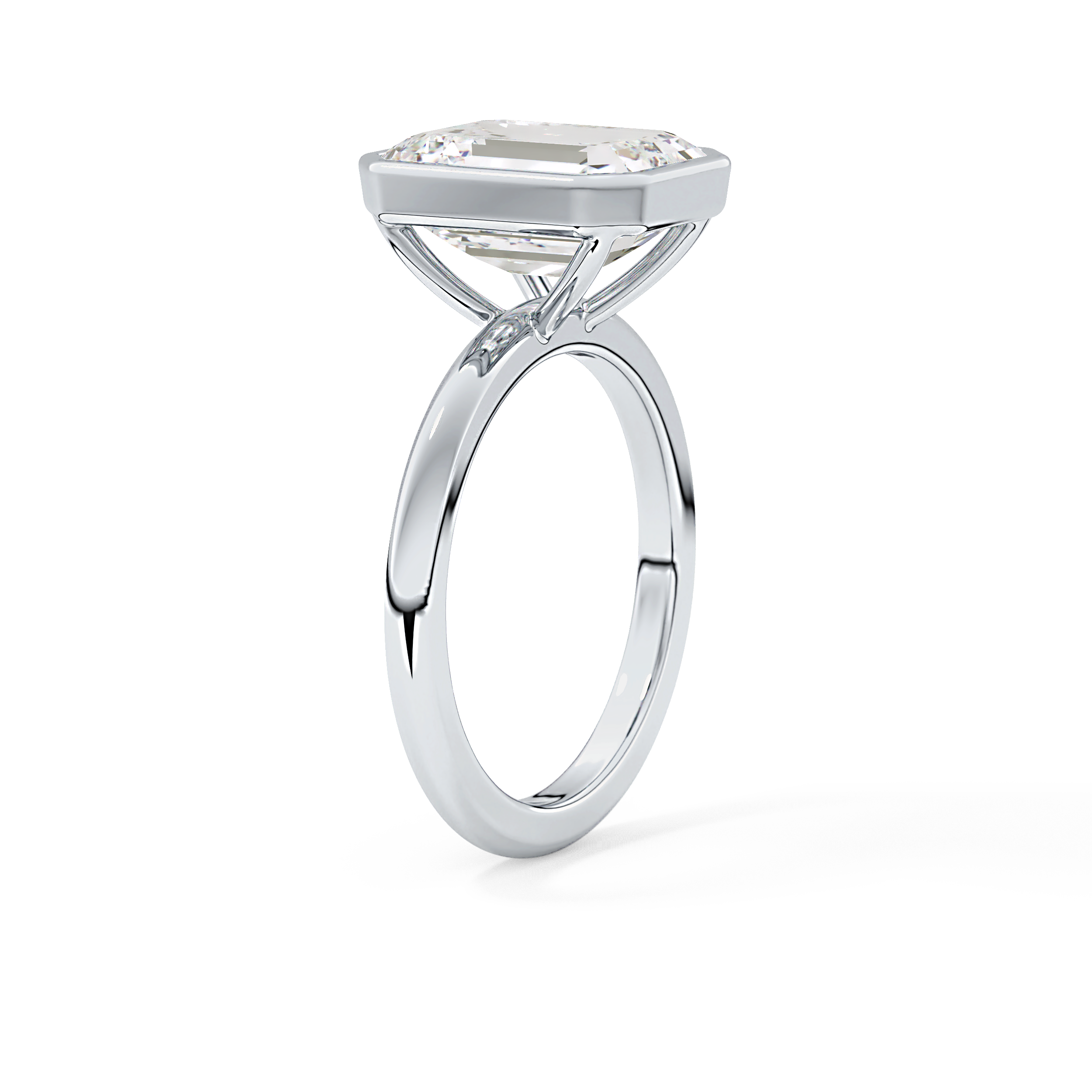 Emerald Solitaire Bezel Lab Grown Diamond Engagement Ring