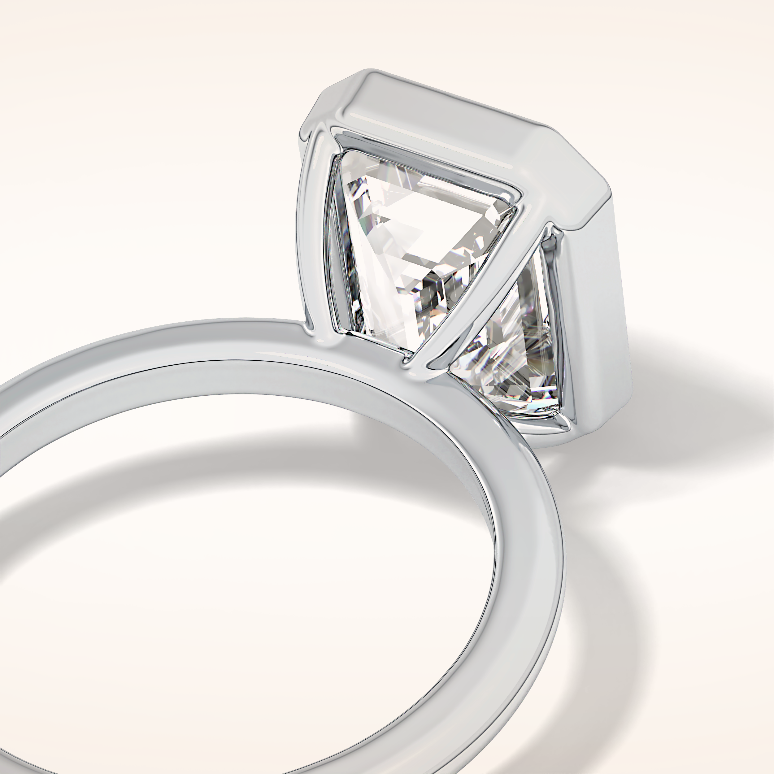 3.71 CT Emerald Shaped Solitaire Moissanite Engagement Ring