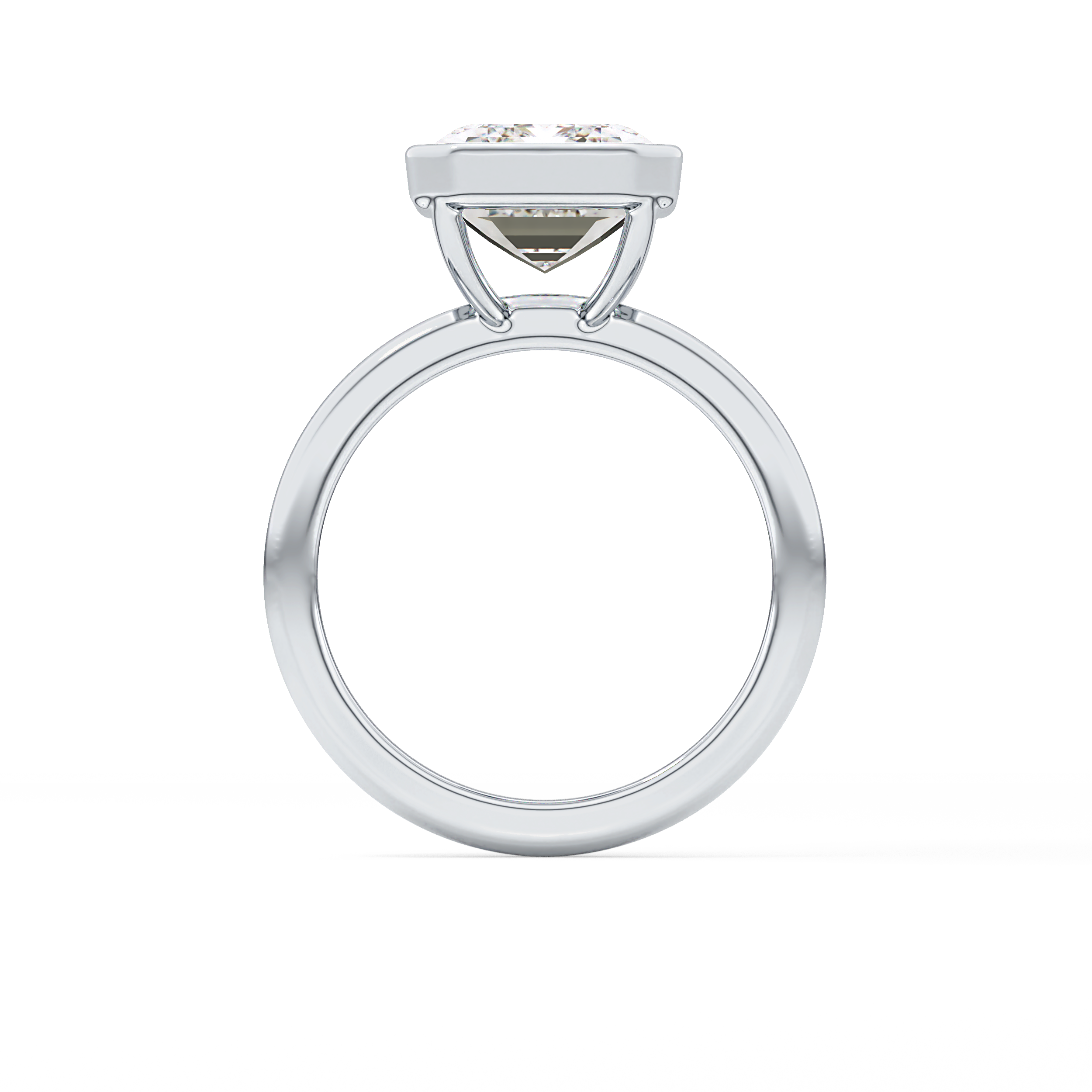 Emerald Solitaire Bezel Lab Grown Diamond Engagement Ring