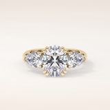 2.42 CT Oval Shaped Three Stone Moissanite Engagement Ring