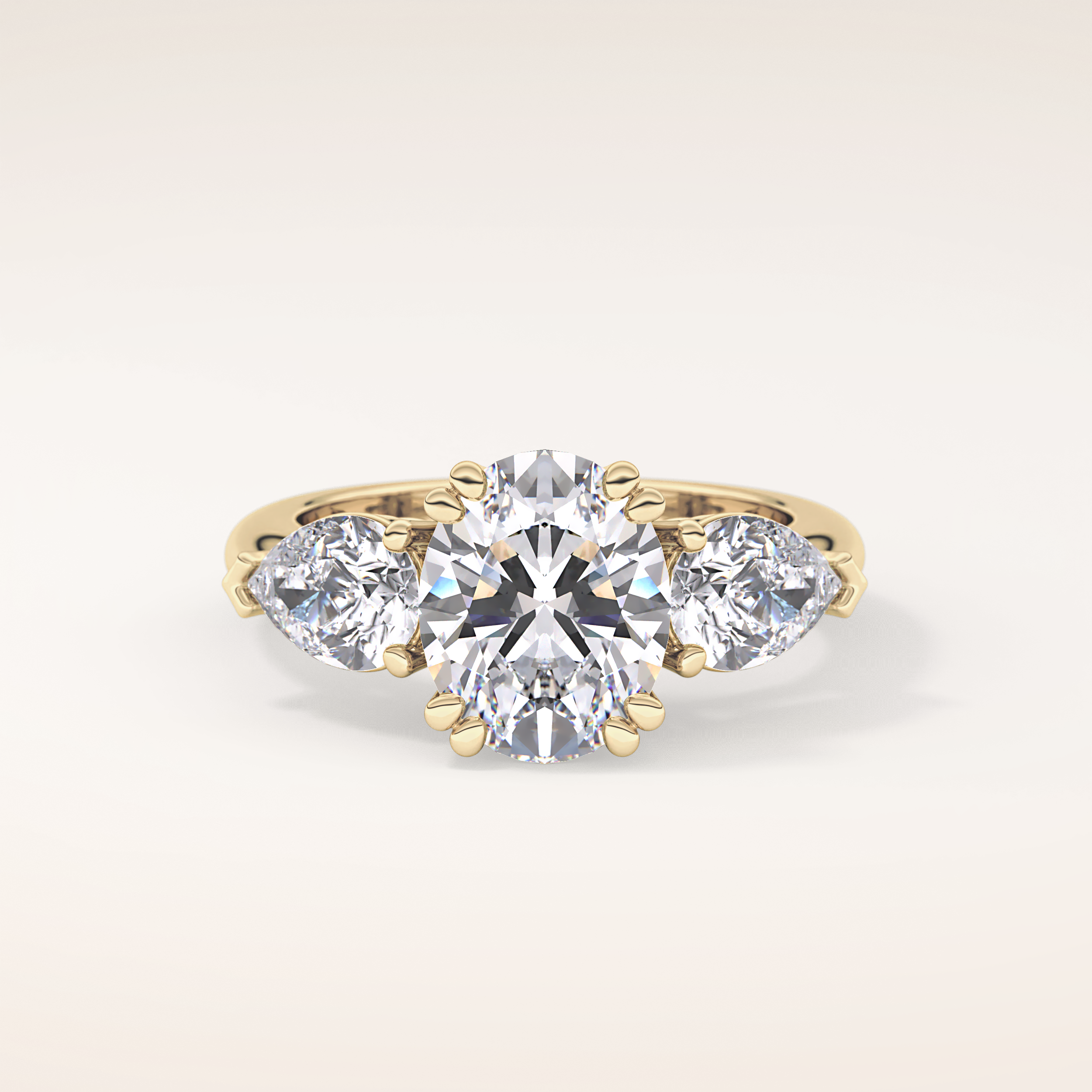 2.42 CT Oval Shaped Three Stone Moissanite Engagement Ring