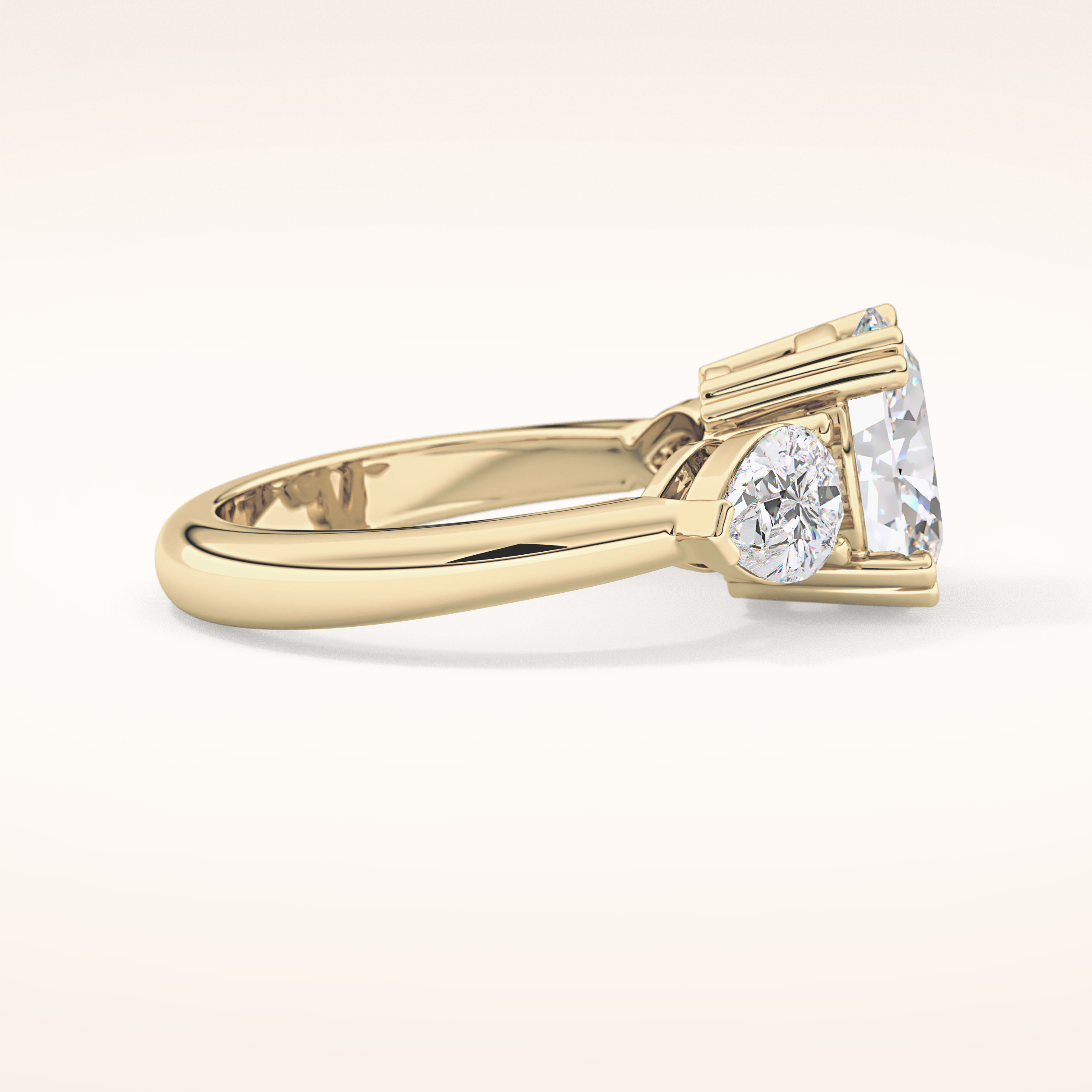 2.42 CT Oval Shaped Three Stone Moissanite Engagement Ring