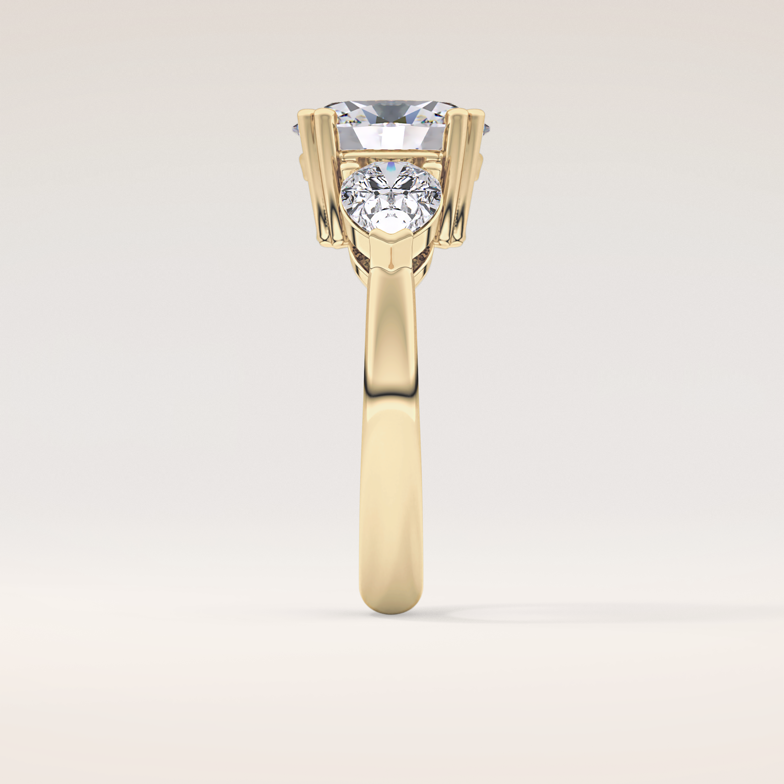 2.42 CT Oval Shaped Three Stone Moissanite Engagement Ring