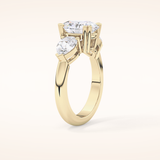 2.42 CT Oval Shaped Three Stone Moissanite Engagement Ring