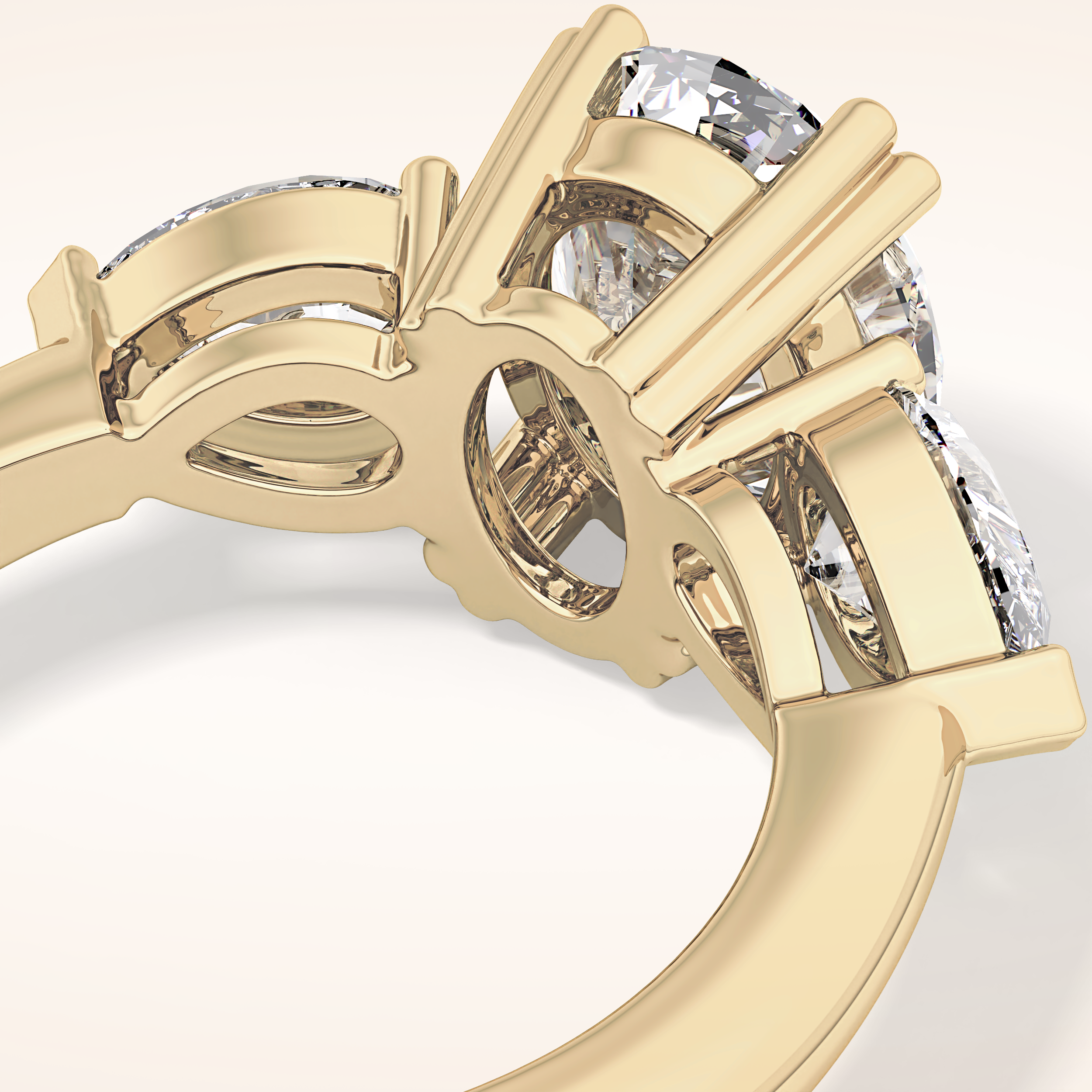 2.42 CT Oval Shaped Three Stone Moissanite Engagement Ring