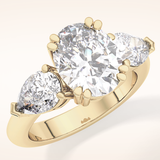 2.42 CT Oval Shaped Three Stone Moissanite Engagement Ring