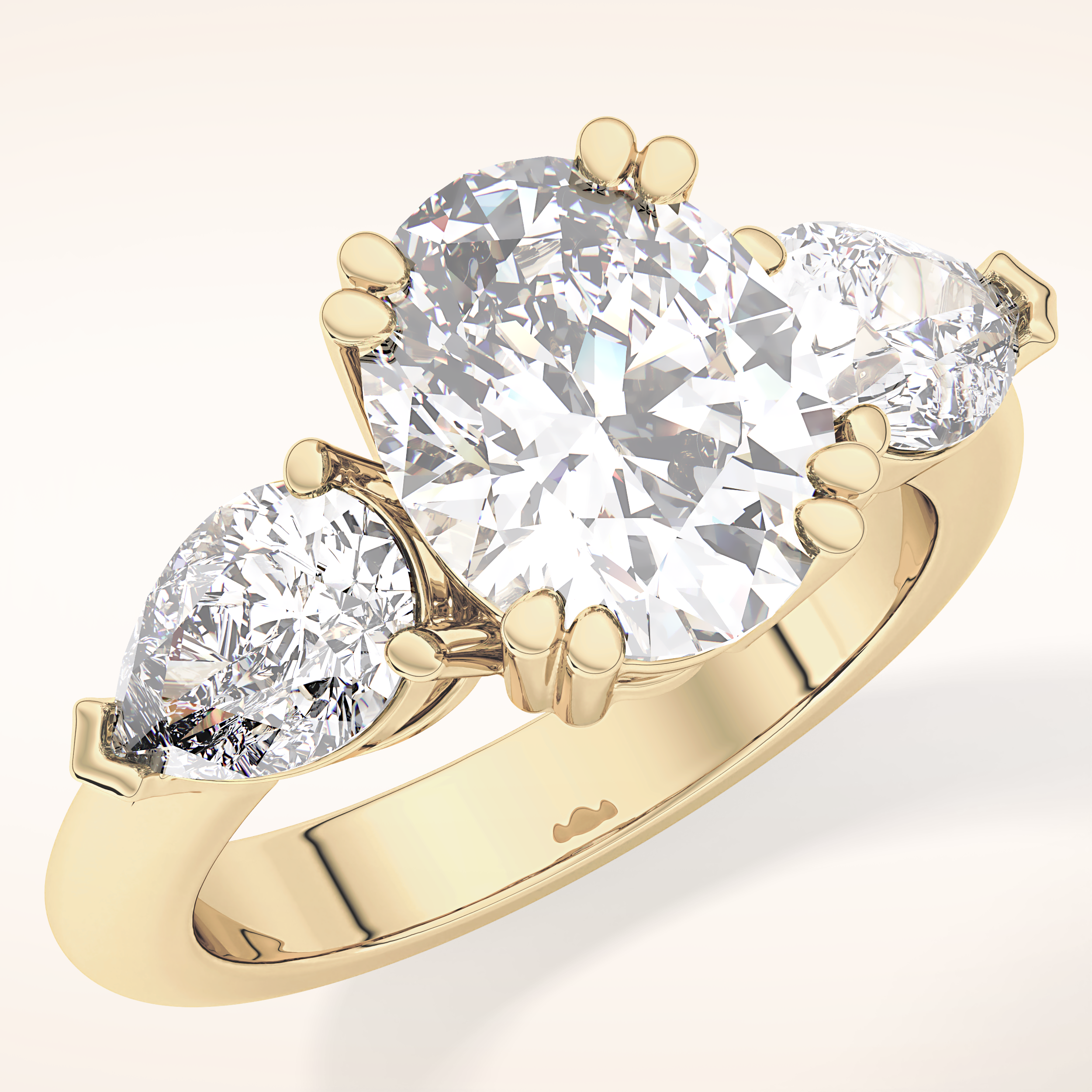 2.42 CT Oval Shaped Three Stone Moissanite Engagement Ring