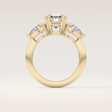 2.42 CT Oval Shaped Three Stone Moissanite Engagement Ring