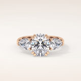 2.42 CT Oval Shaped Three Stone Moissanite Engagement Ring