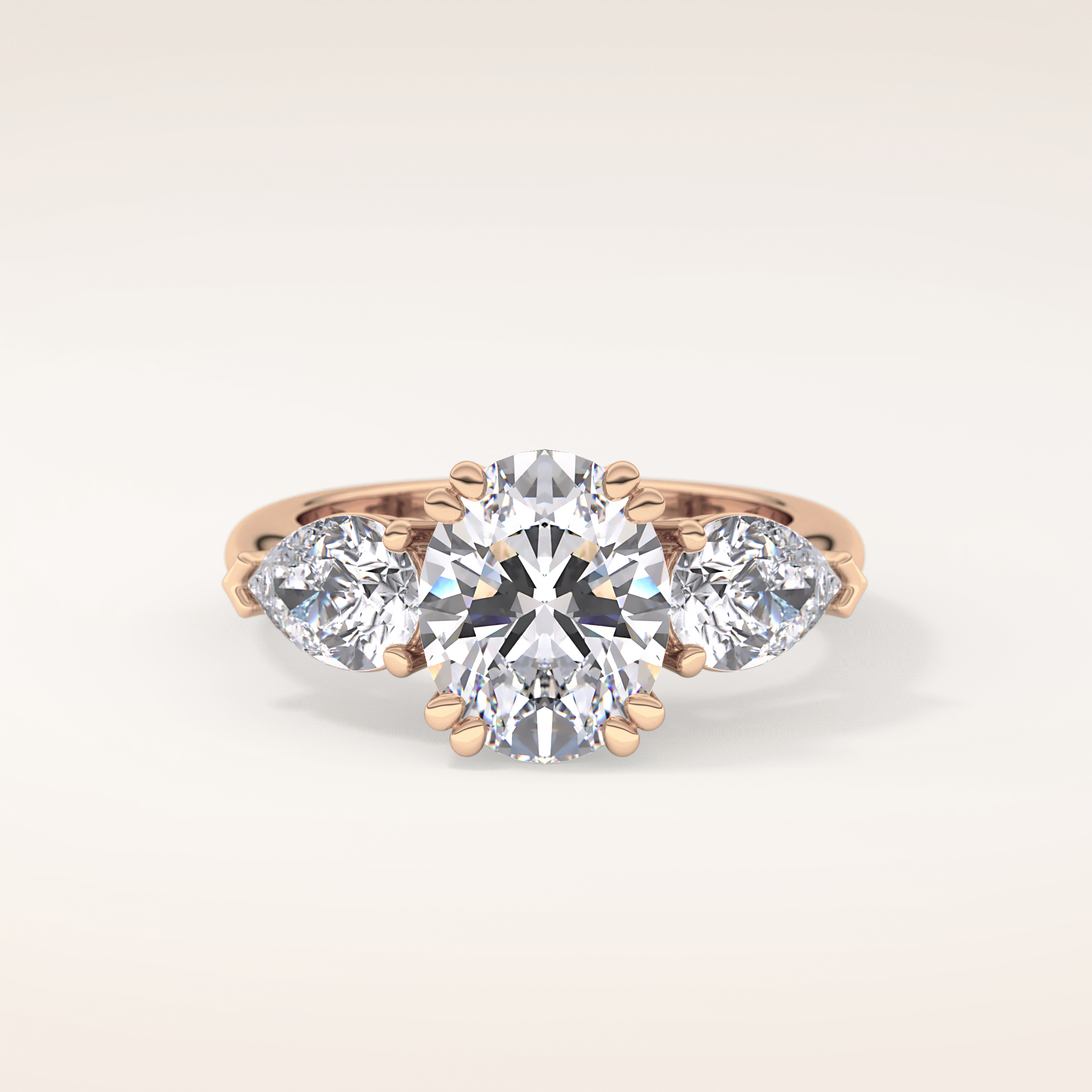 2.42 CT Oval Shaped Three Stone Moissanite Engagement Ring