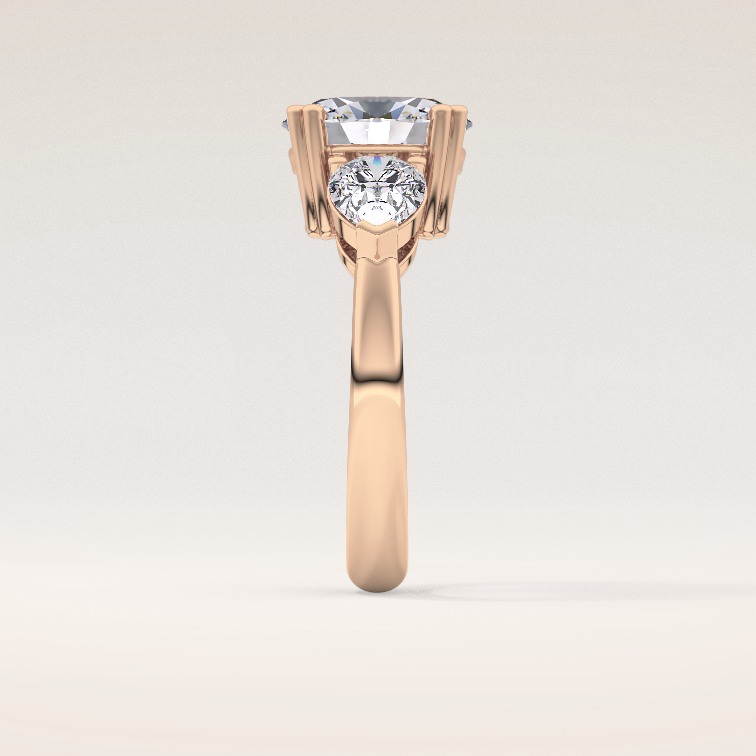 2.42 CT Oval Shaped Three Stone Moissanite Engagement Ring