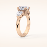2.42 CT Oval Shaped Three Stone Moissanite Engagement Ring