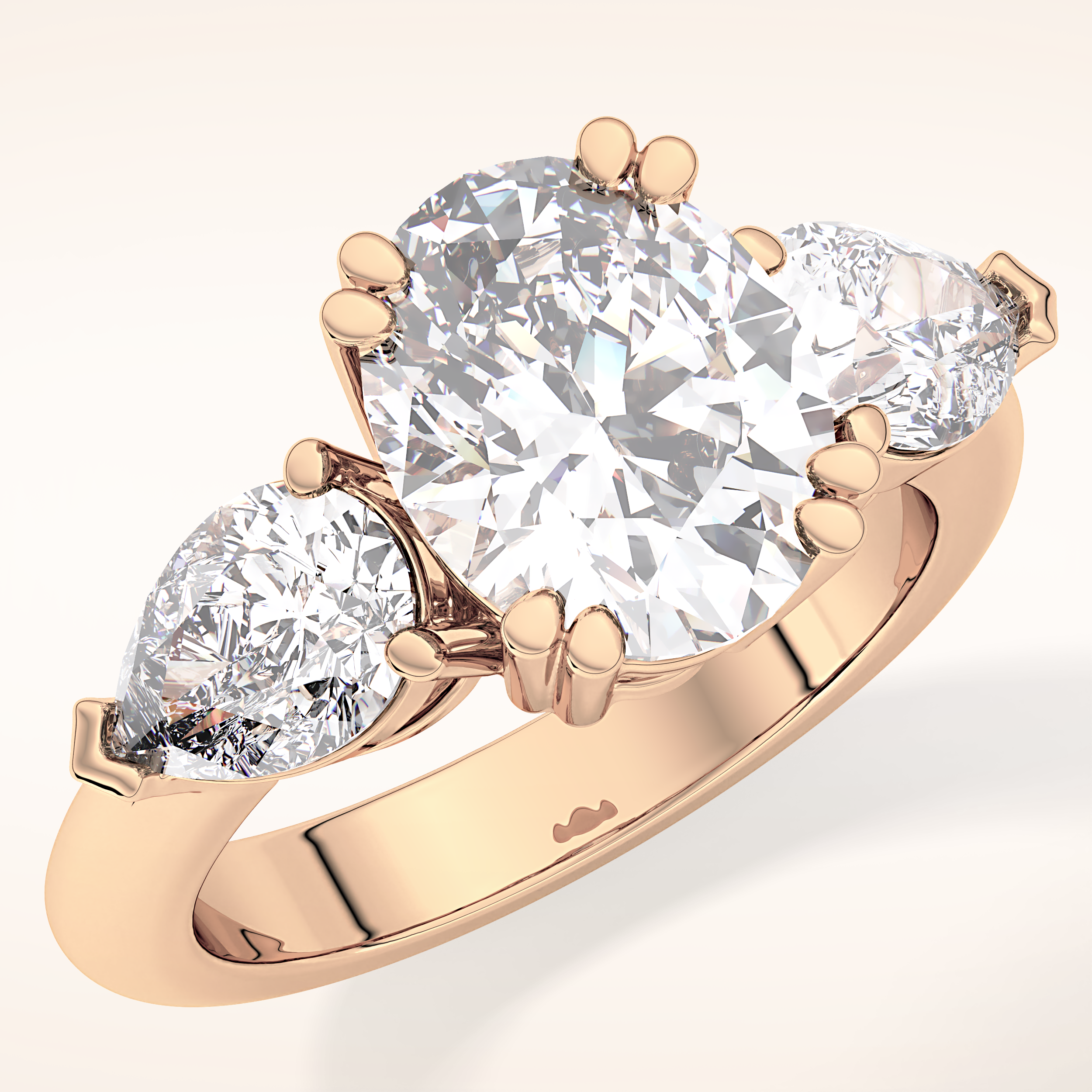 2.42 CT Oval Shaped Three Stone Moissanite Engagement Ring