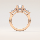 2.42 CT Oval Shaped Three Stone Moissanite Engagement Ring