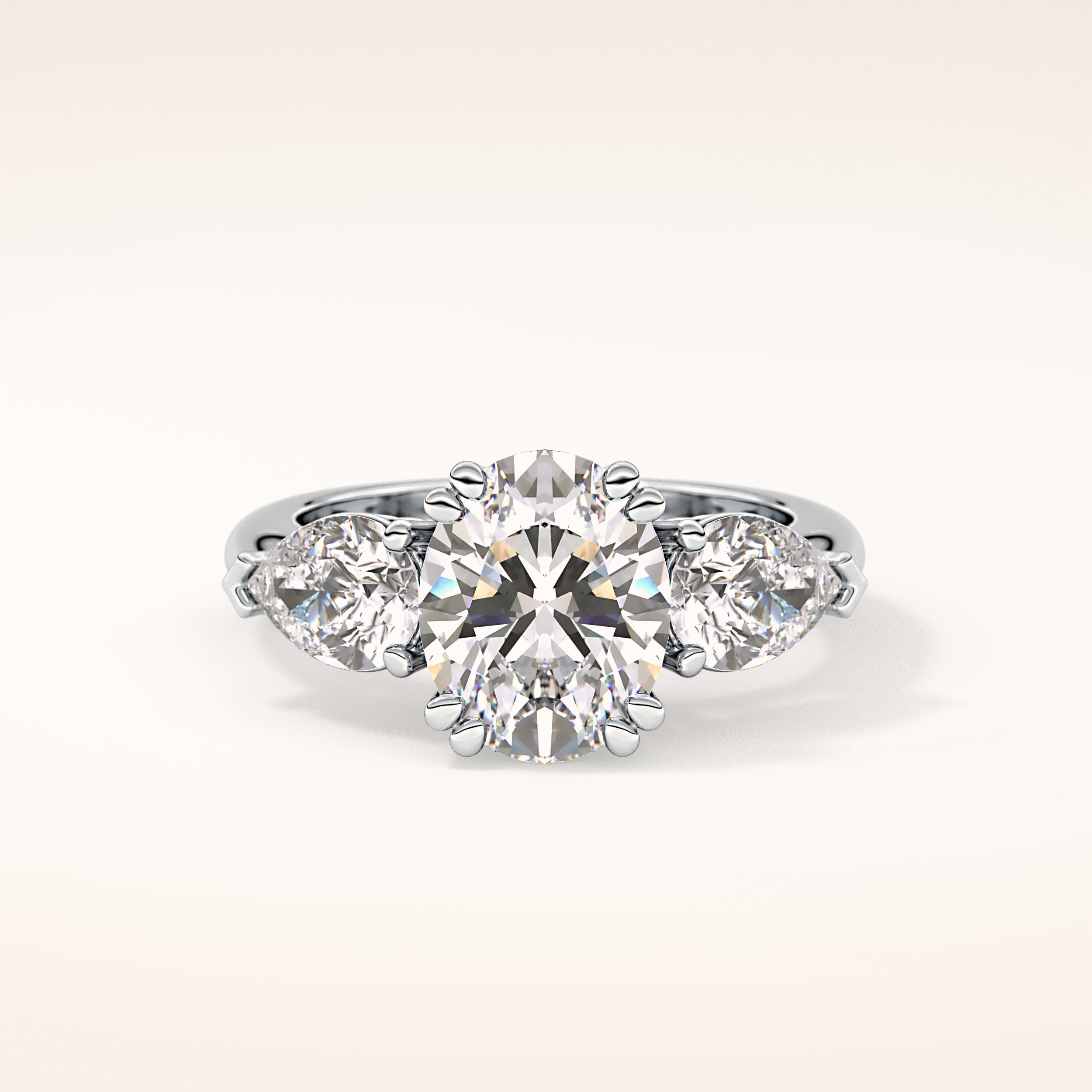 2.42 CT Oval Shaped Three Stone Moissanite Engagement Ring