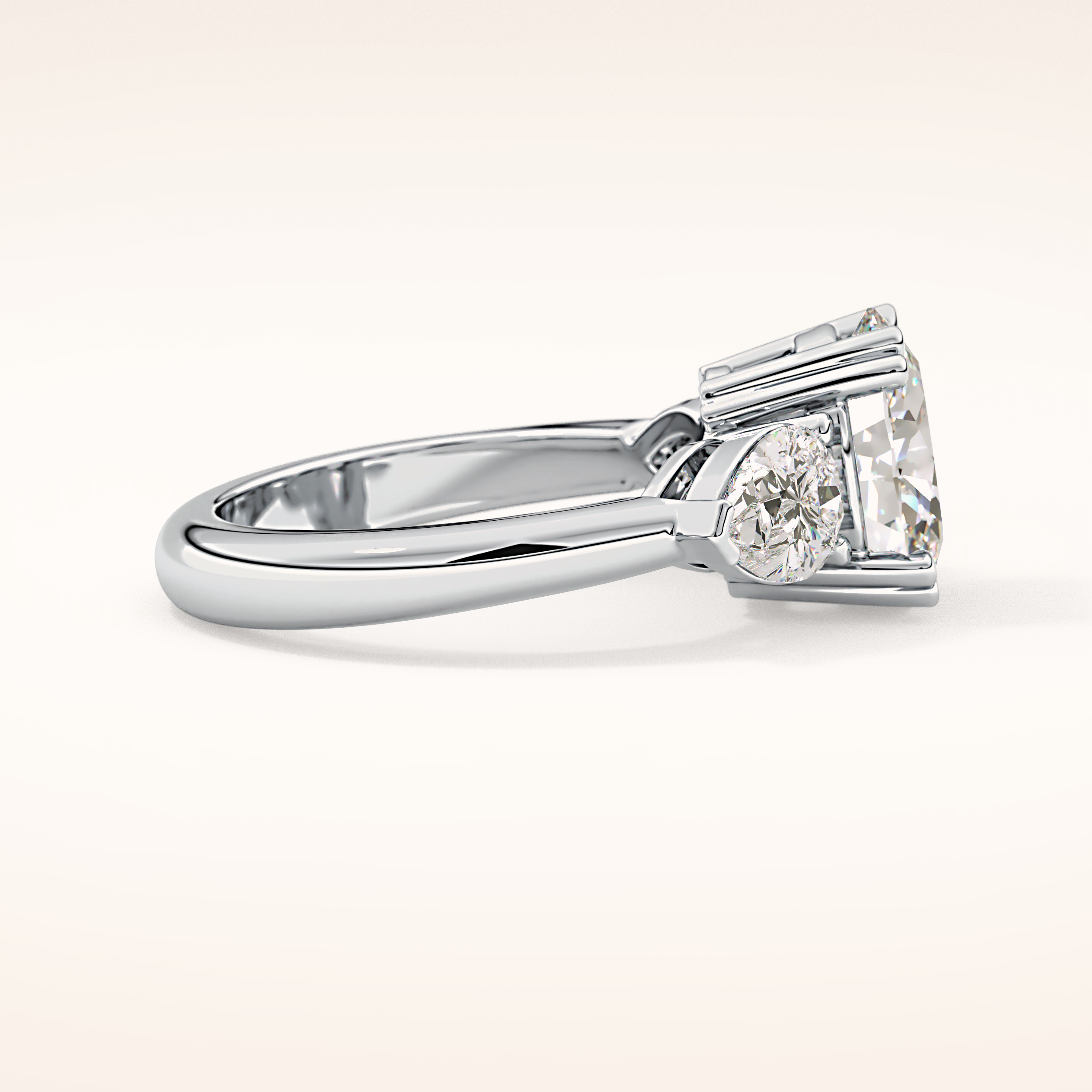 2.42 CT Oval Shaped Three Stone Moissanite Engagement Ring