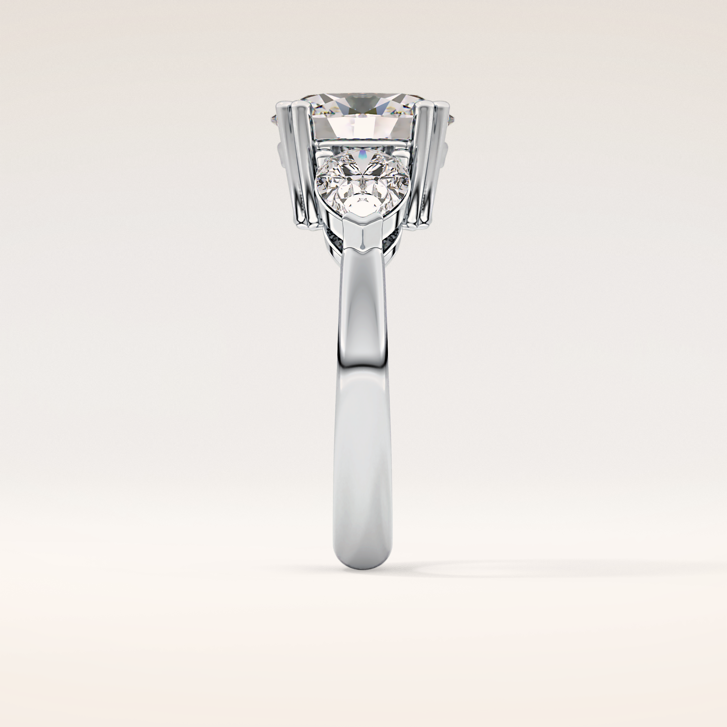 2.42 CT Oval Shaped Three Stone Moissanite Engagement Ring