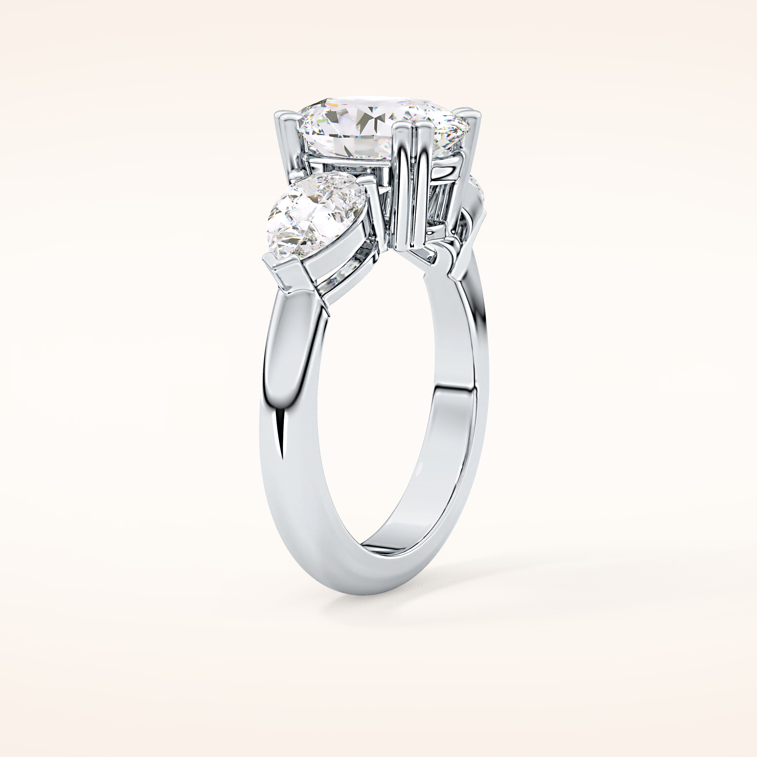 2.42 CT Oval Shaped Three Stone Moissanite Engagement Ring