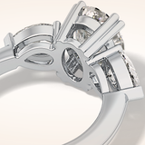 2.42 CT Oval Shaped Three Stone Moissanite Engagement Ring