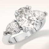 2.42 CT Oval Shaped Three Stone Moissanite Engagement Ring