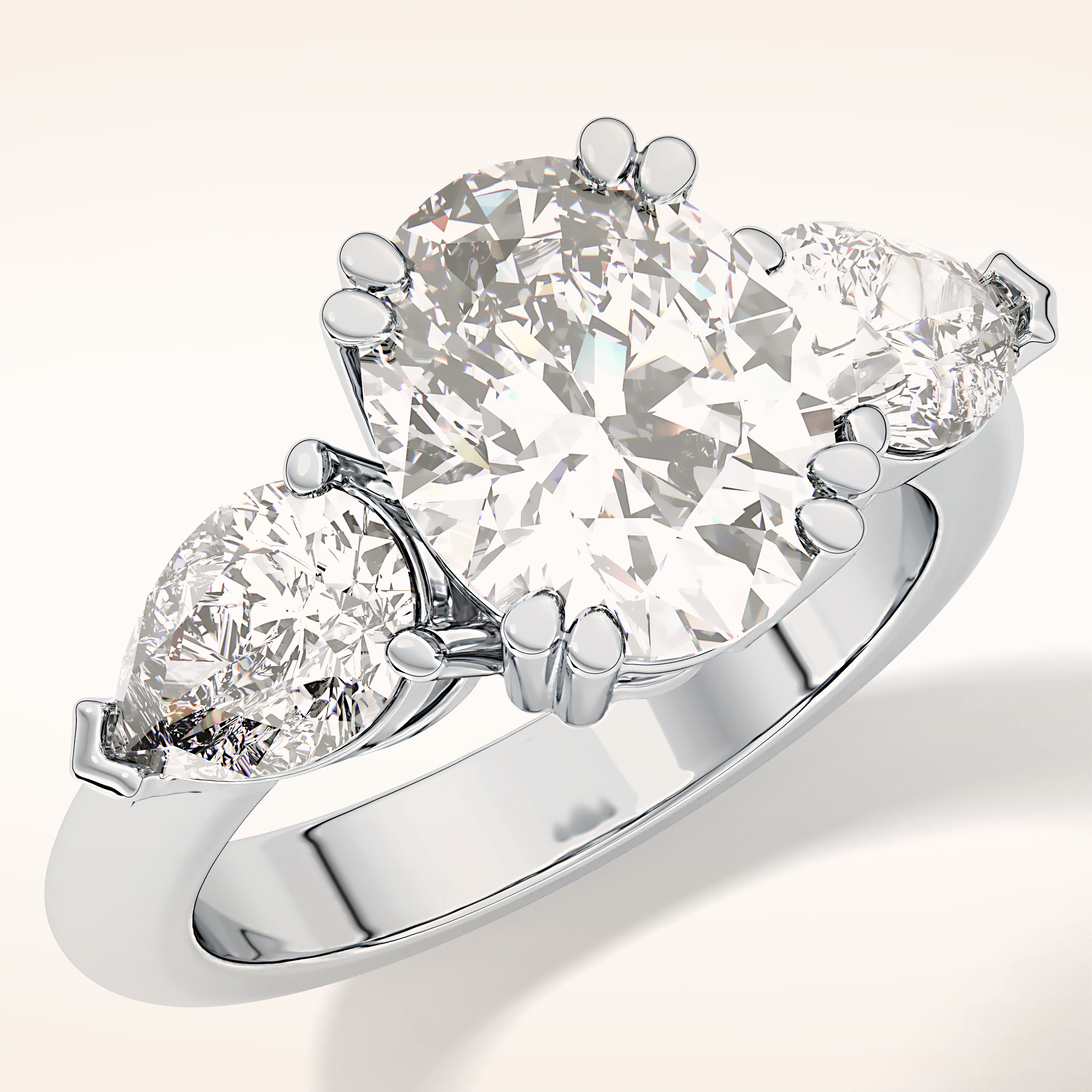 2.42 CT Oval Shaped Three Stone Moissanite Engagement Ring