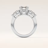 2.42 CT Oval Shaped Three Stone Moissanite Engagement Ring