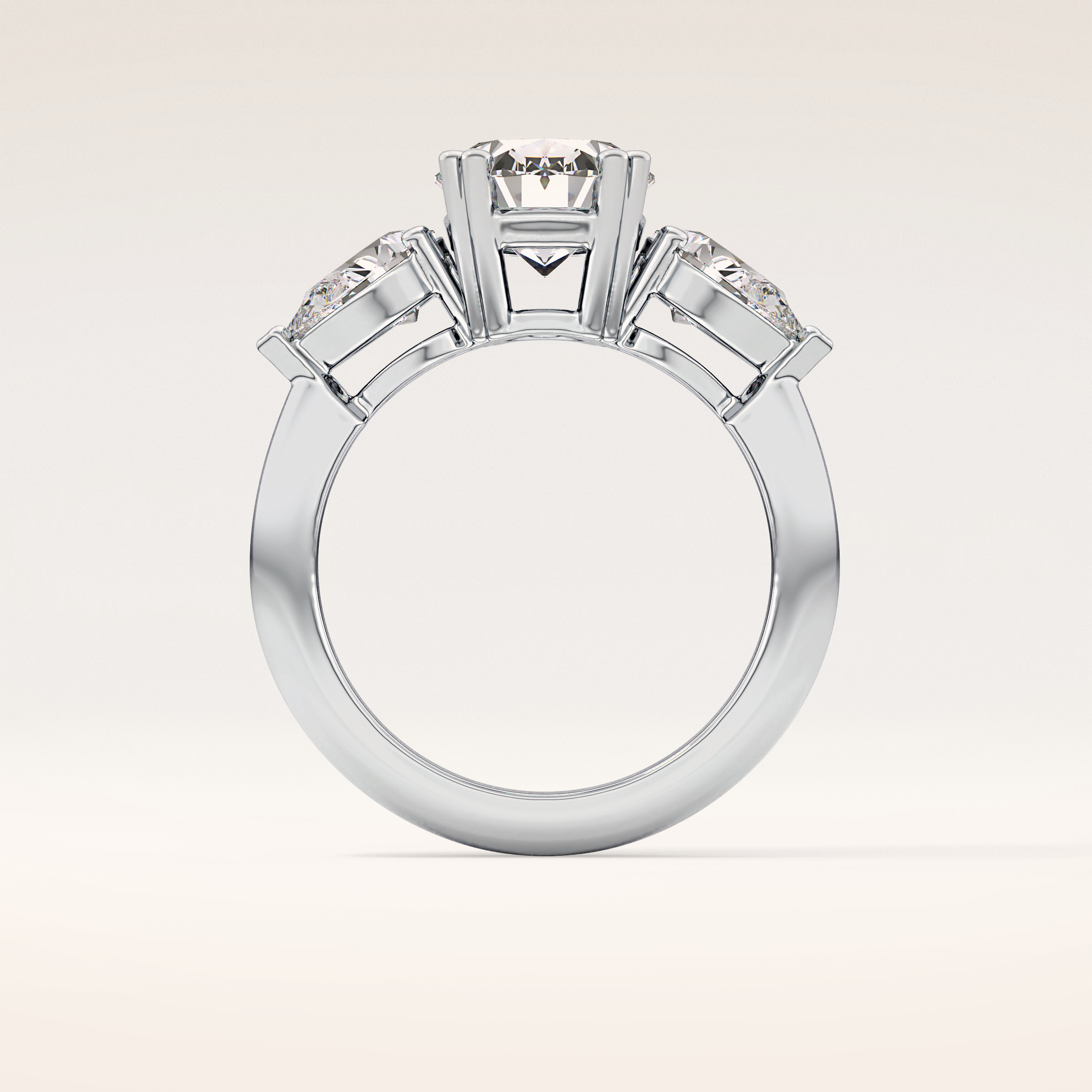 2.42 CT Oval Shaped Three Stone Moissanite Engagement Ring