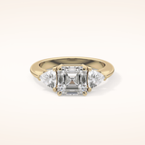 1.78 CT Asscher Shaped Three Stone Moissanite Engagement Ring