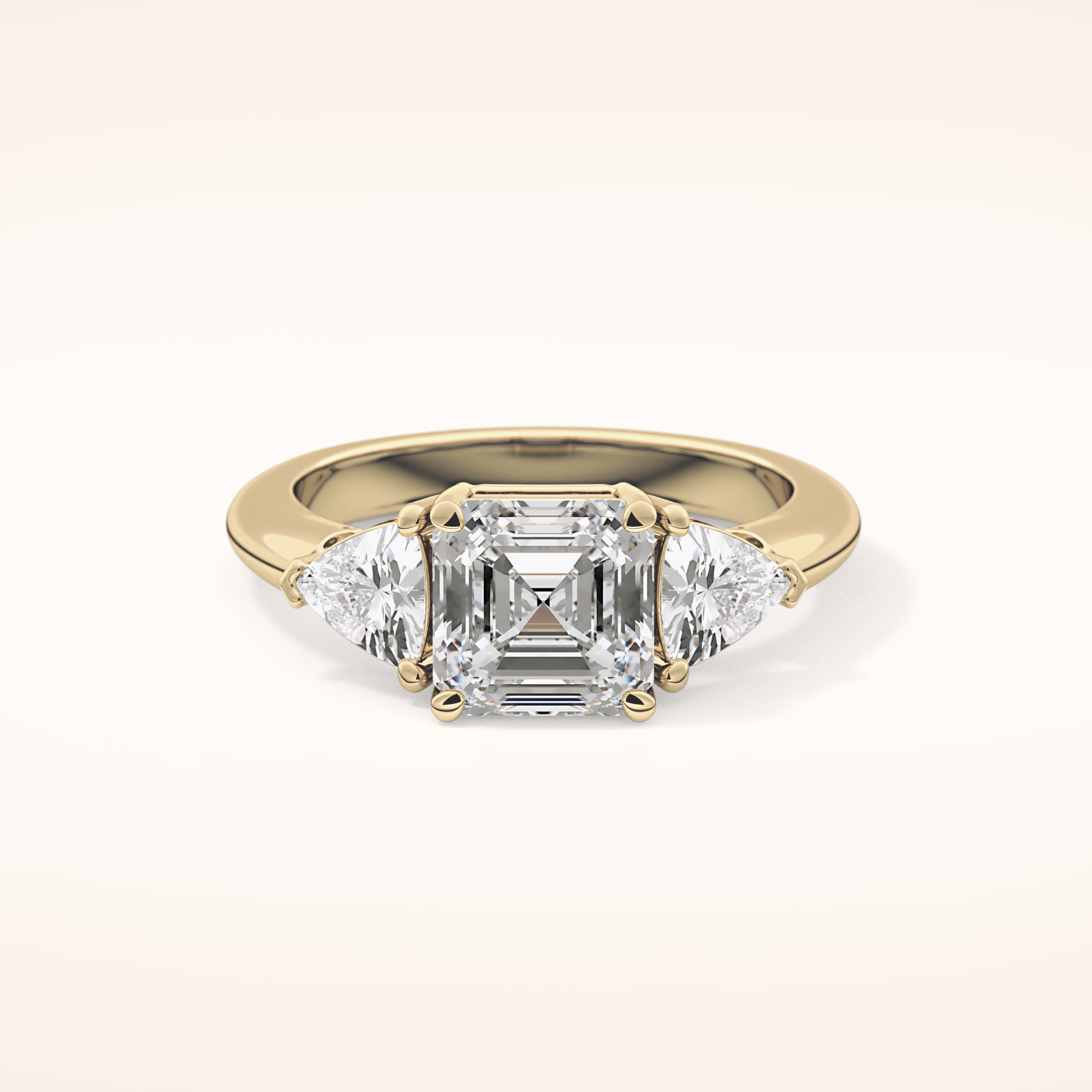 1.78 CT Asscher Shaped Three Stone Moissanite Engagement Ring