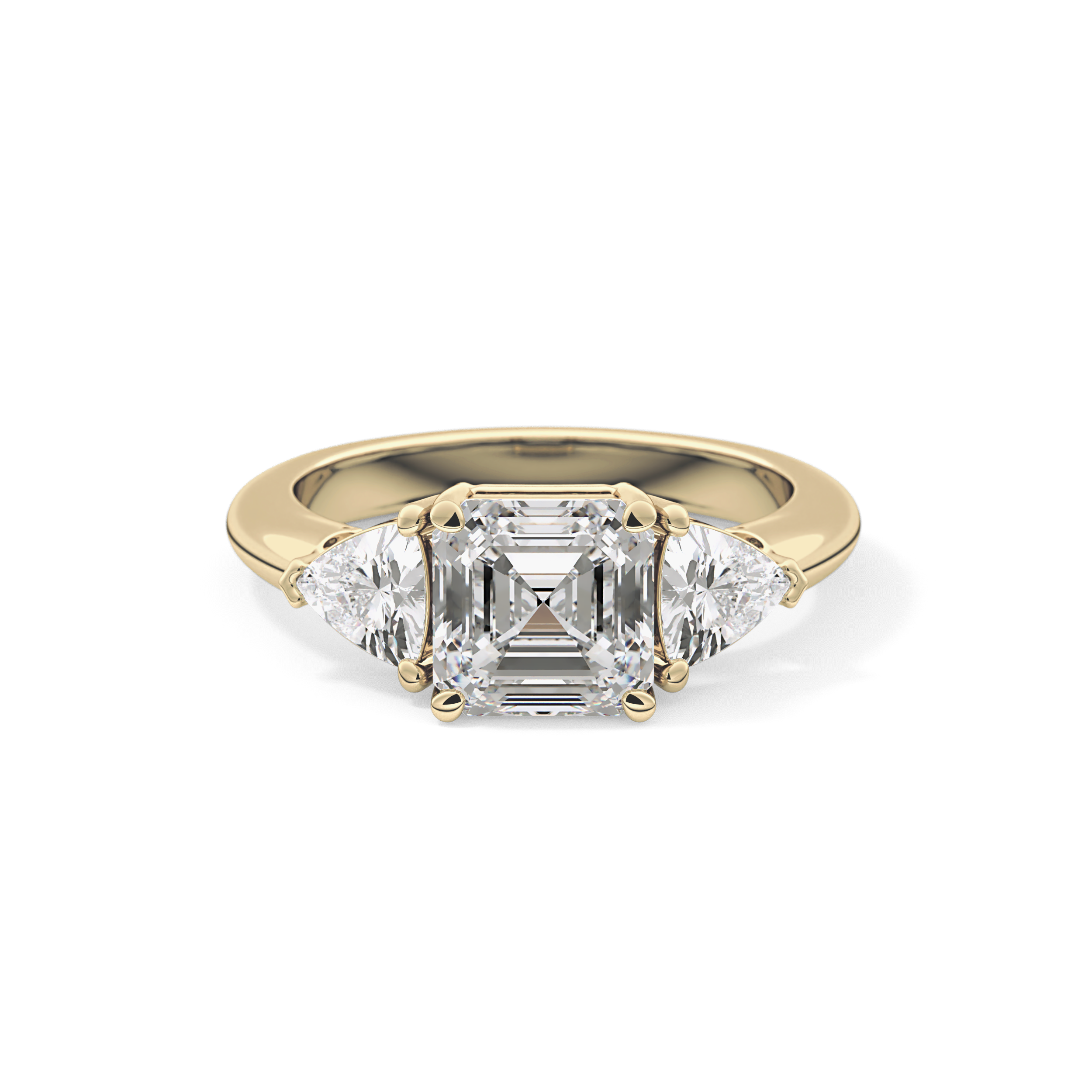 Emerald Three Stone Lab Grown Diamond Engagement Ring