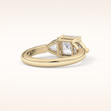 1.78 CT Asscher Shaped Three Stone Moissanite Engagement Ring