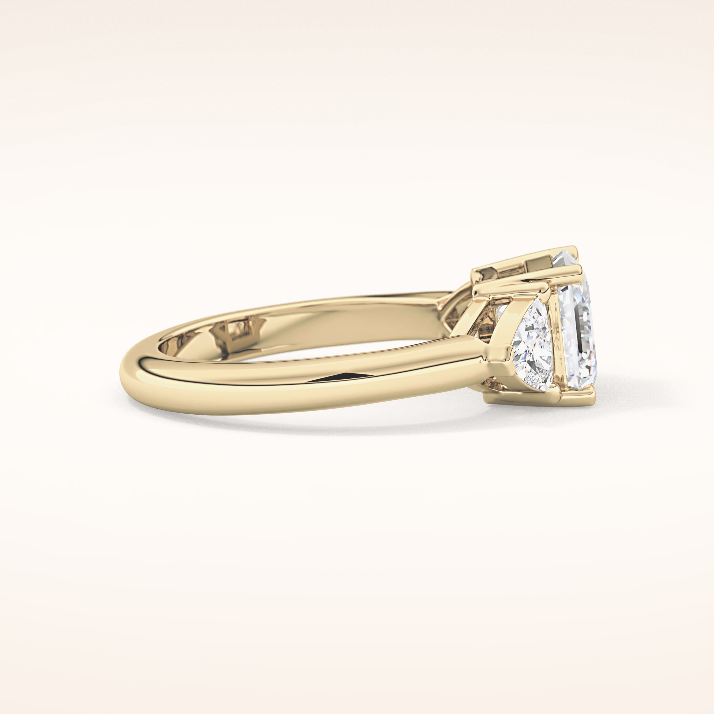 1.78 CT Asscher Shaped Three Stone Moissanite Engagement Ring