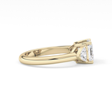 Emerald Three Stone Lab Grown Diamond Engagement Ring