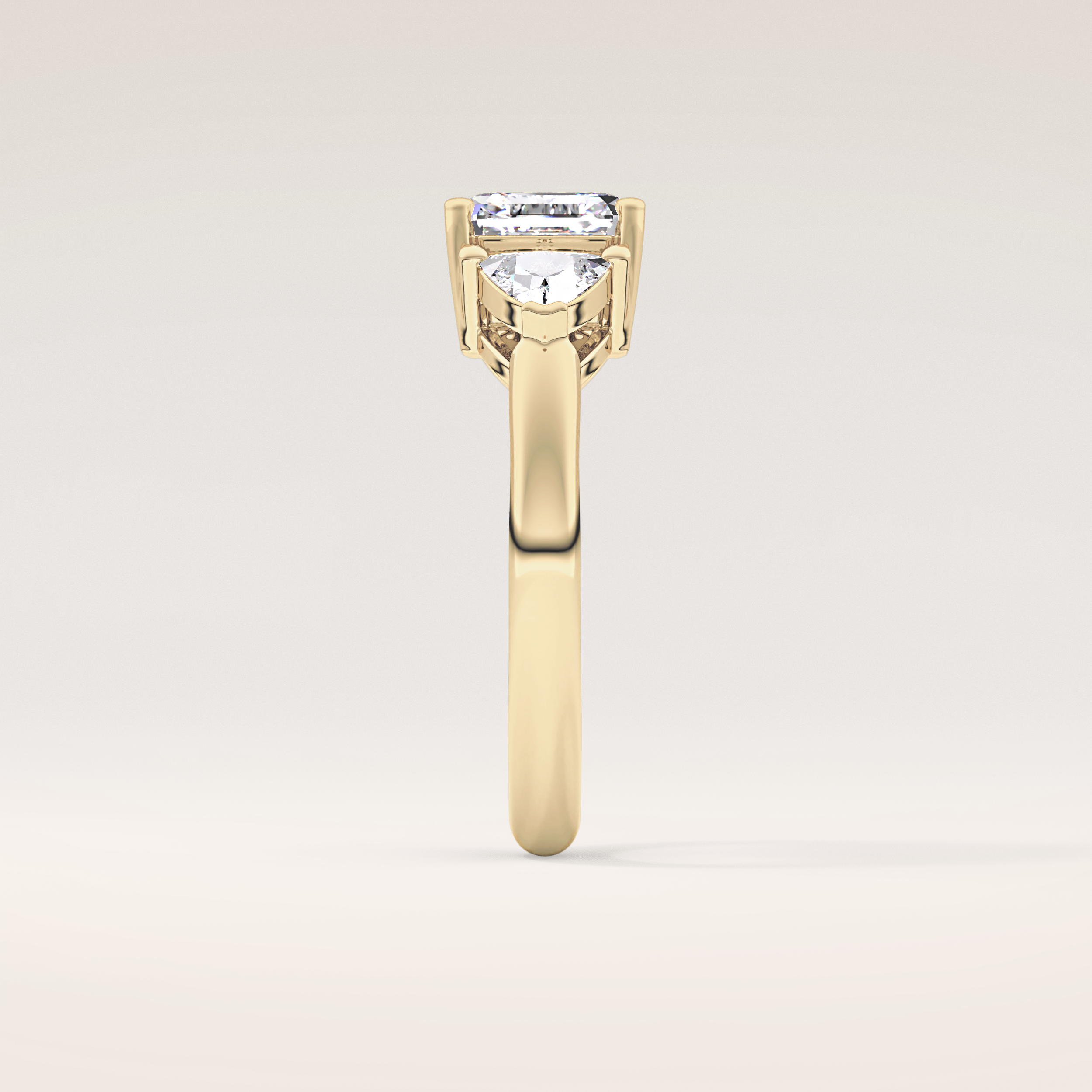1.78 CT Asscher Shaped Three Stone Moissanite Engagement Ring
