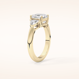 1.78 CT Asscher Shaped Three Stone Moissanite Engagement Ring