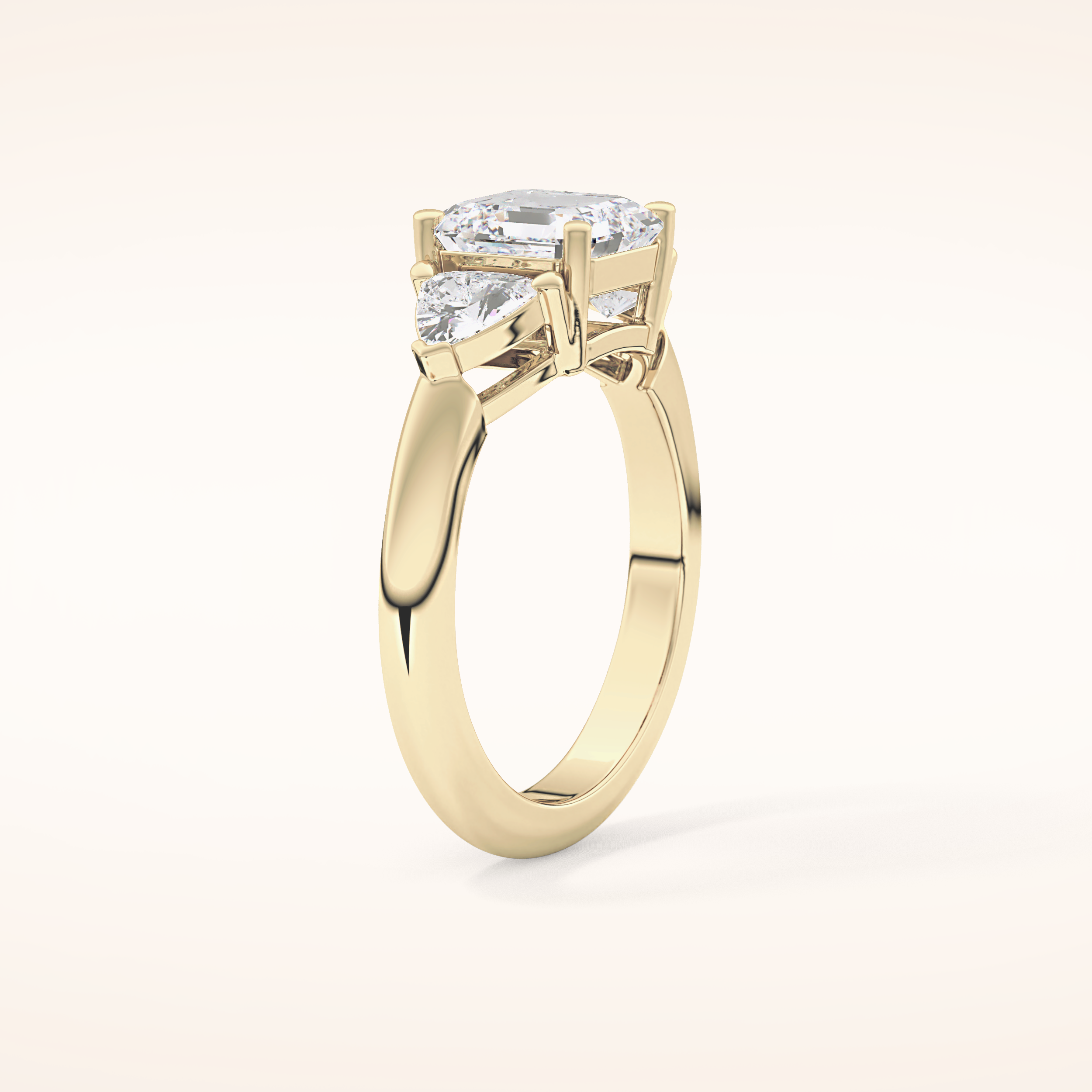 1.78 CT Asscher Shaped Three Stone Moissanite Engagement Ring