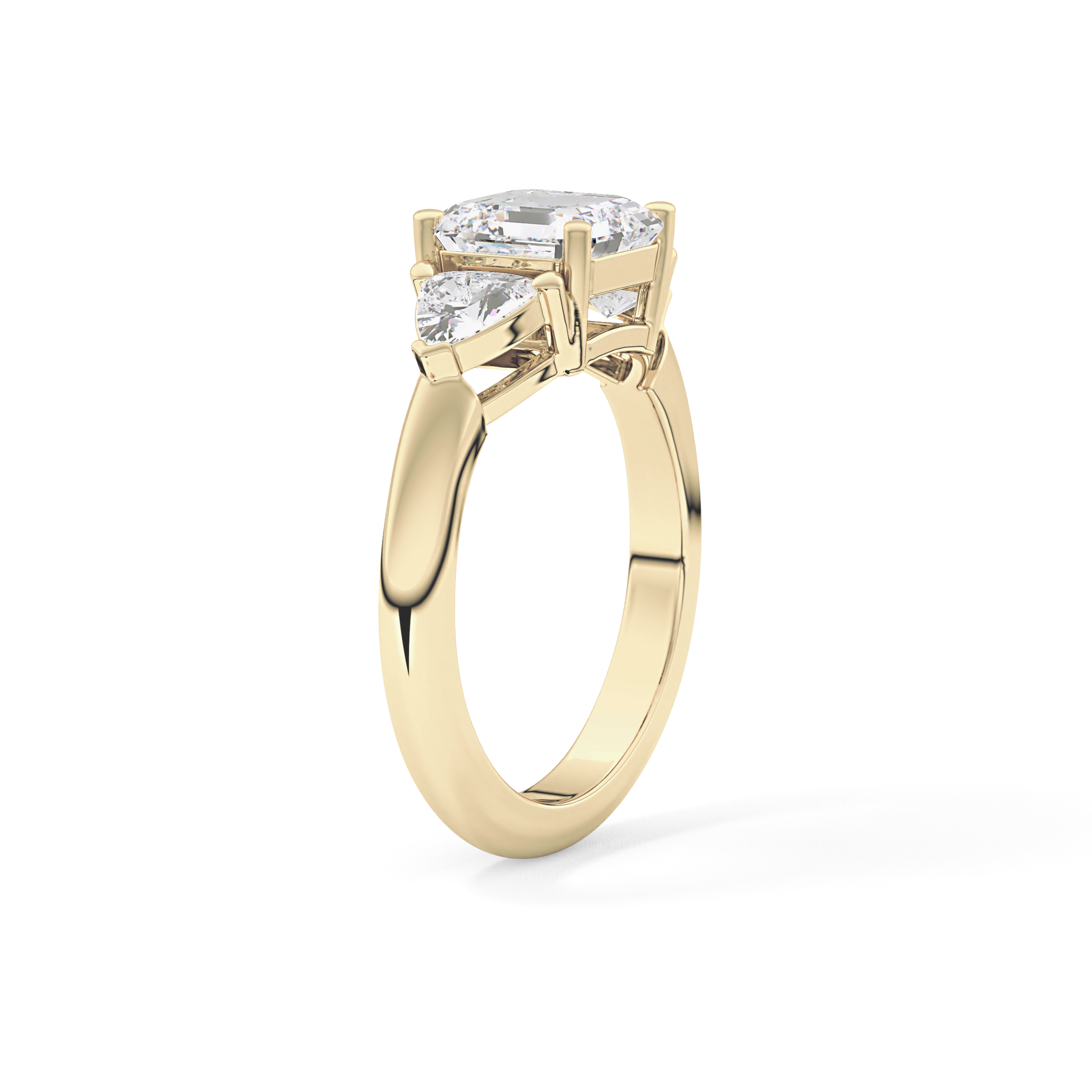 Emerald Three Stone Lab Grown Diamond Engagement Ring
