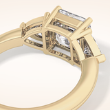 1.78 CT Asscher Shaped Three Stone Moissanite Engagement Ring