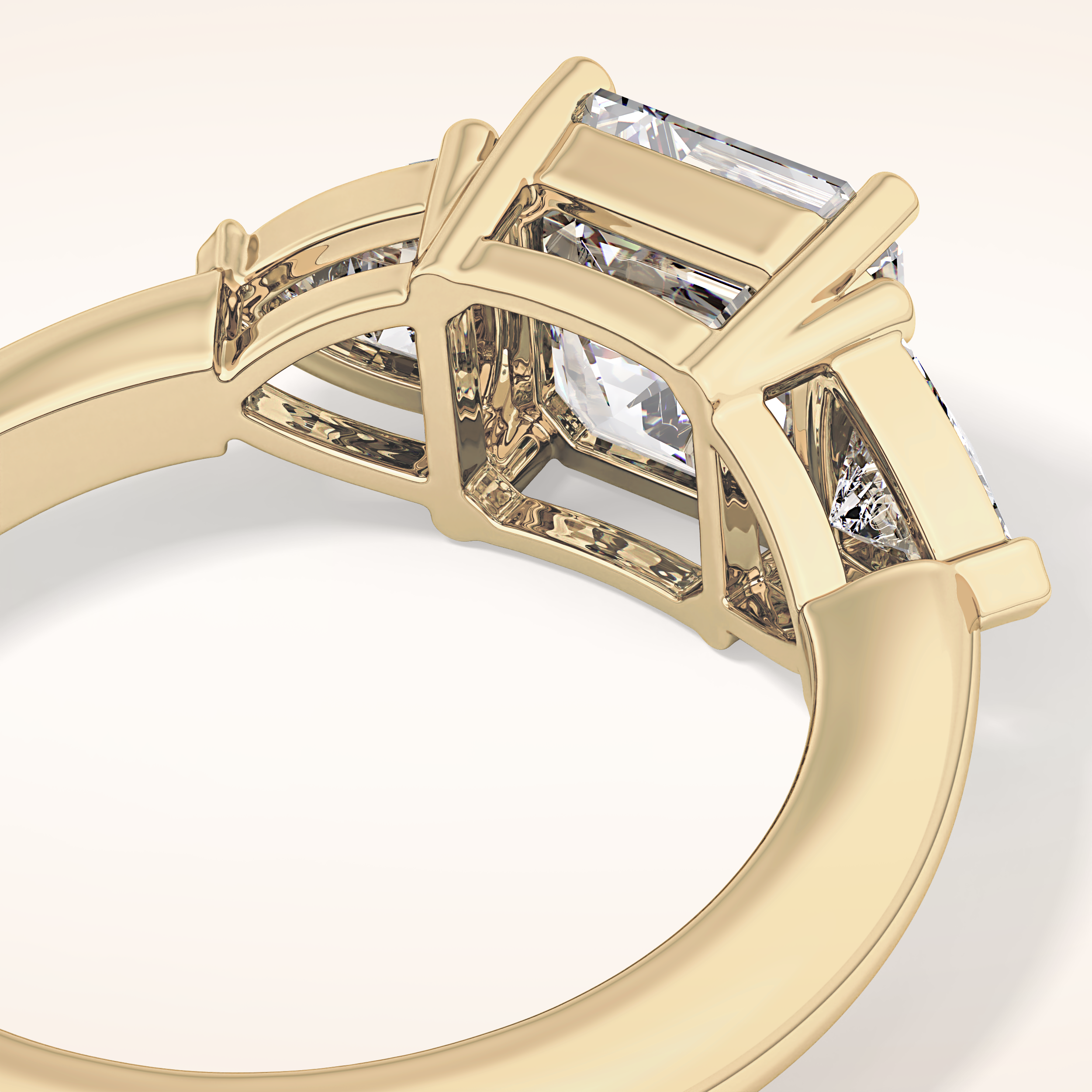 1.78 CT Asscher Shaped Three Stone Moissanite Engagement Ring