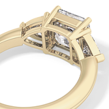 Emerald Three Stone Lab Grown Diamond Engagement Ring