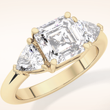 1.78 CT Asscher Shaped Three Stone Moissanite Engagement Ring